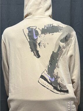 Vintage Y2K Nike Hoodie, Running Man Graphic Print with Purple Swoosh